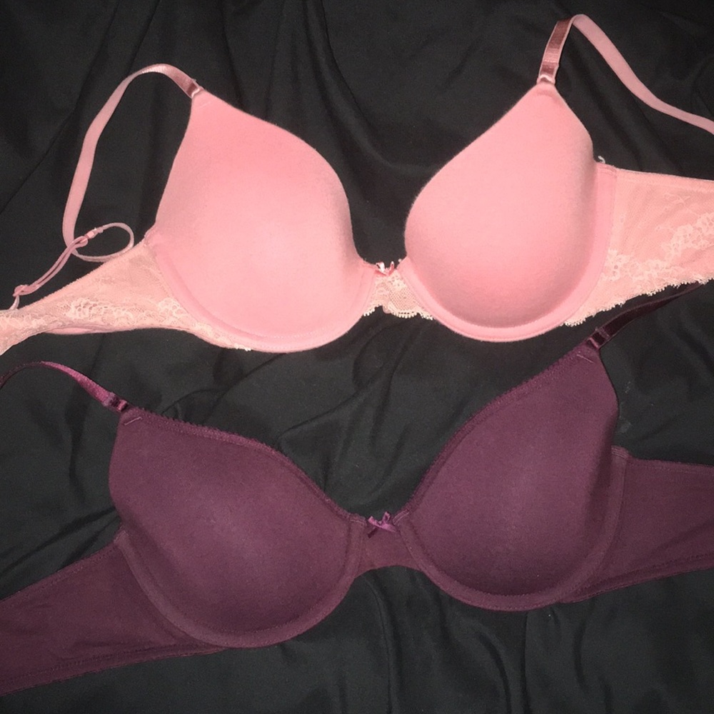 Maroon and pink 34b bras